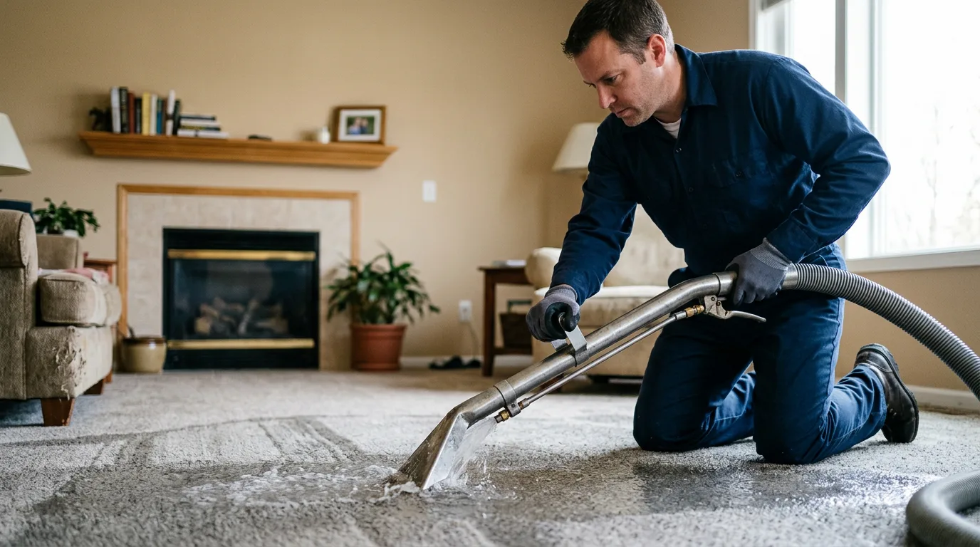 Water damage restoration technician working near Hitchins, KY